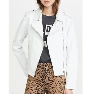 NWT BB Dakota white leather moto jacket Sz Small